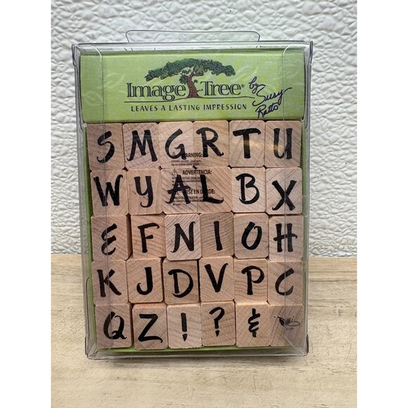 Image Tree Alphabet Set of 30 Pcs Wood Mounted Rubber Stamps - Picture 1 of 3